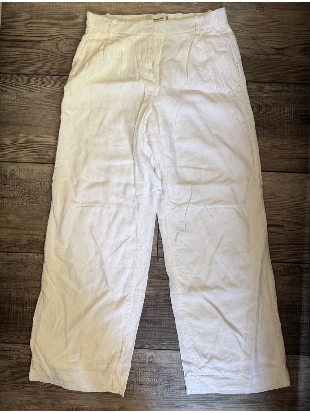 Abercrombie & Fitch White Linen Low Rise Trousers
